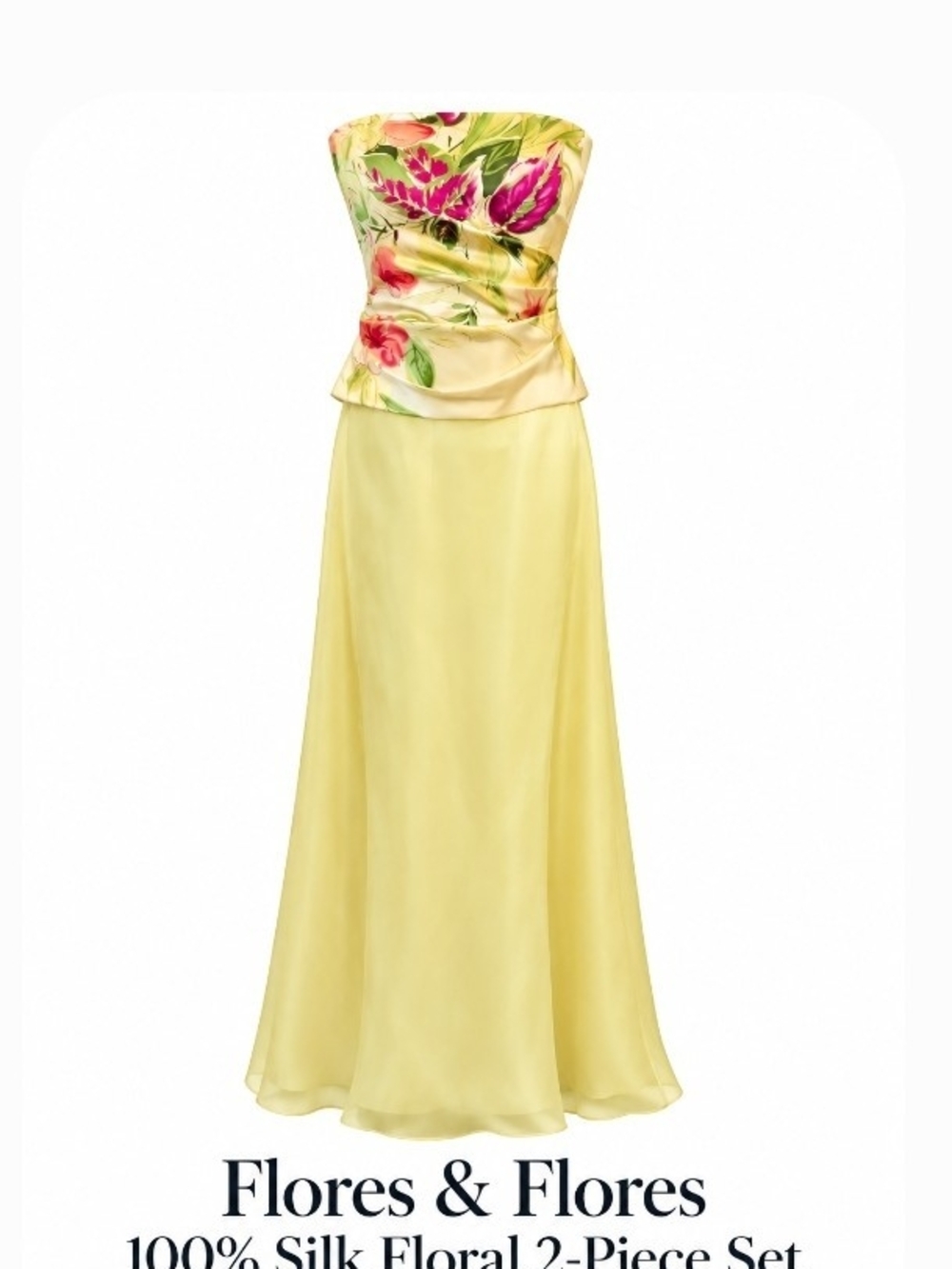 FORMAL 3 PIECE Silk Floral Strapless Dress Set